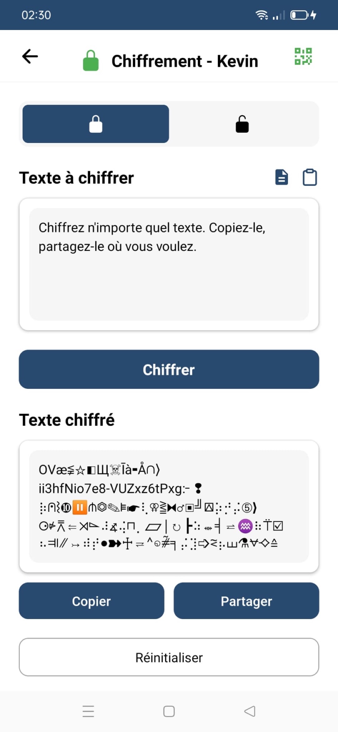 Chiffrement d’un message